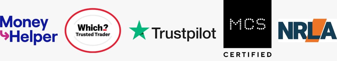 Trusted by Money Helper, Which? Trusted Trader, Trustpilot, MCS Certified, and NRLA