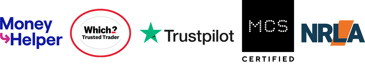 Money Helper, Which? Trusted Trader, Trustpilot, MCS Certified, NRLA